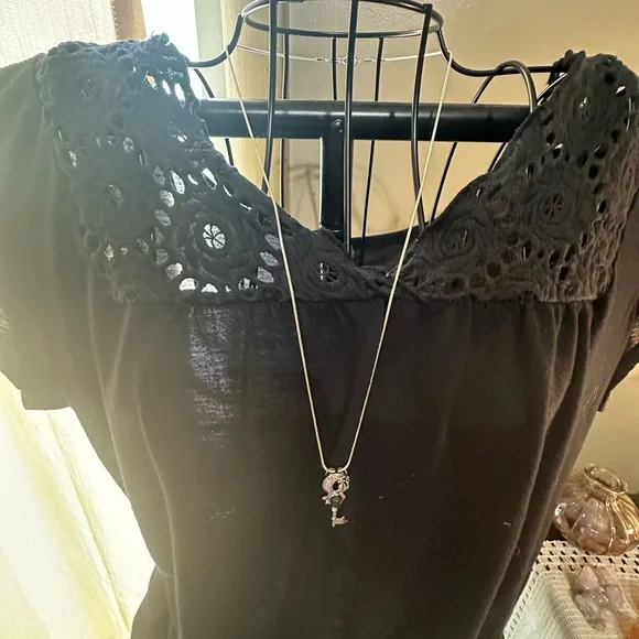 Silver 925 Cat and Moon Key Shape Pendant Necklace on Stainless Steel Chain - Picture 15 of 16